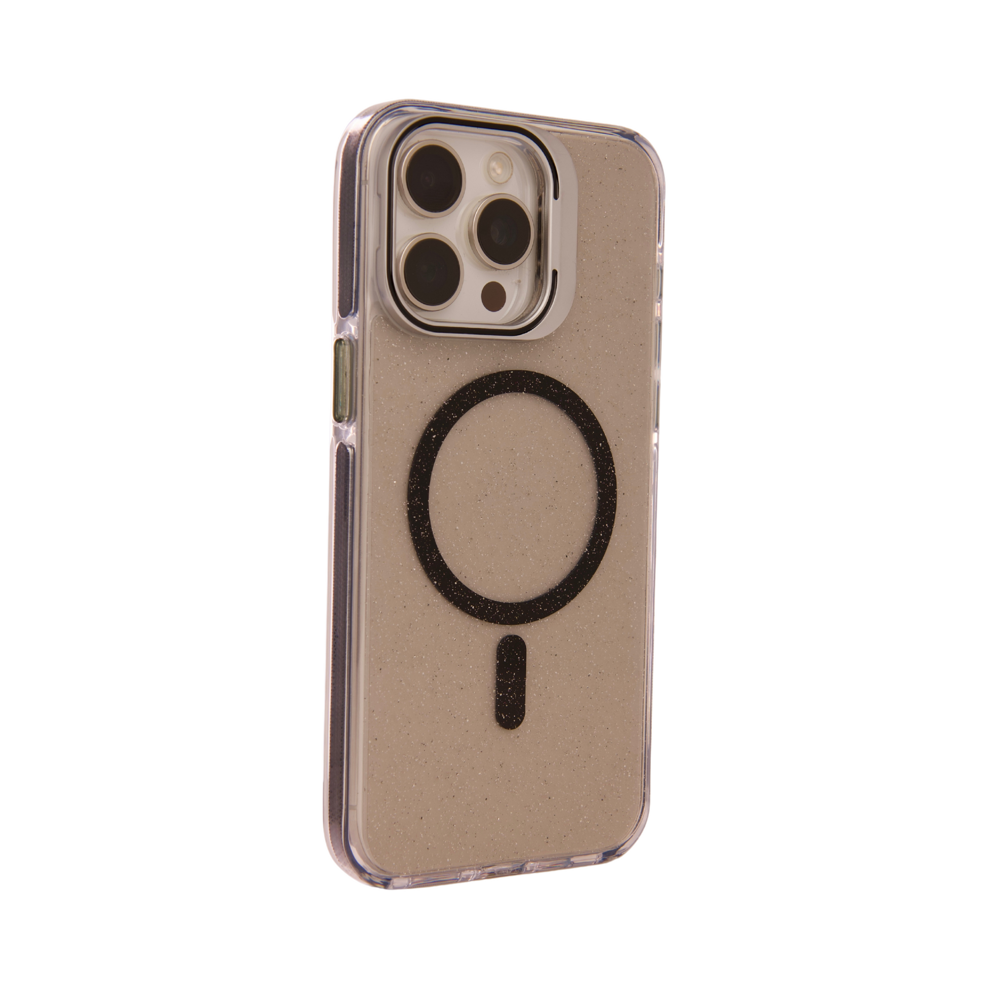 Case Clear Window Glitter Negro