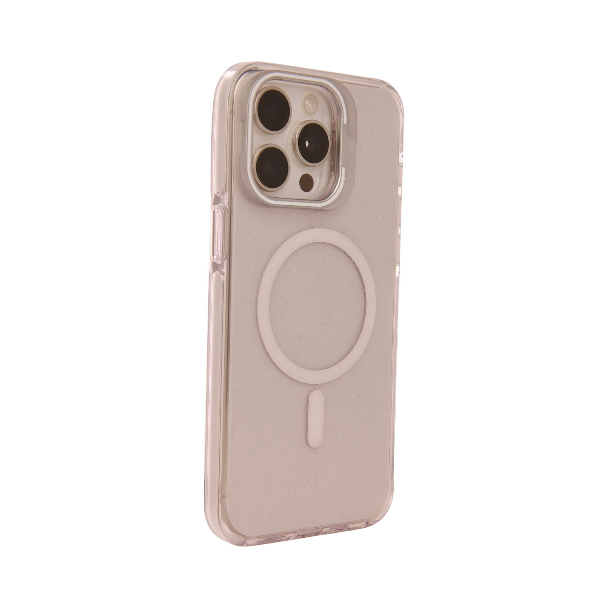 Case Clear Window Glitter Blanco
