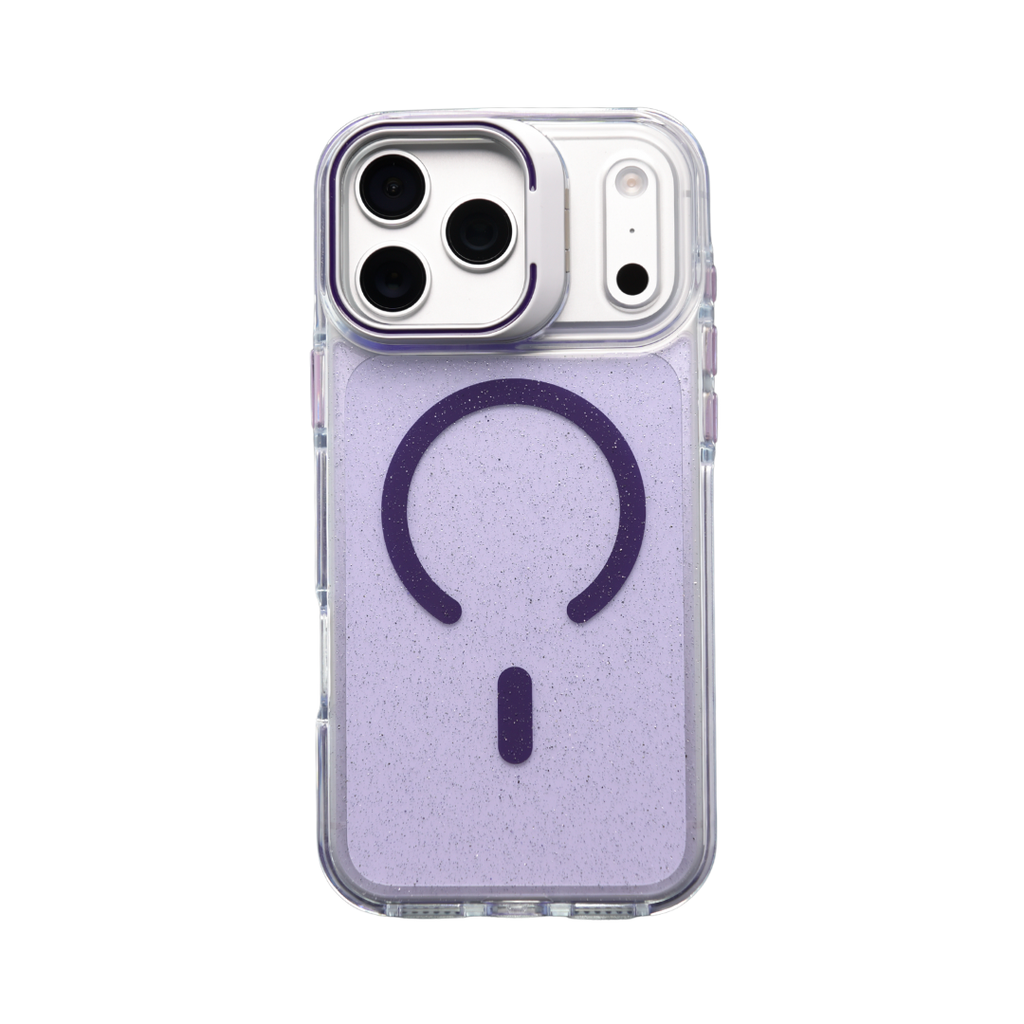 Case Clear Window Glitter Morado
