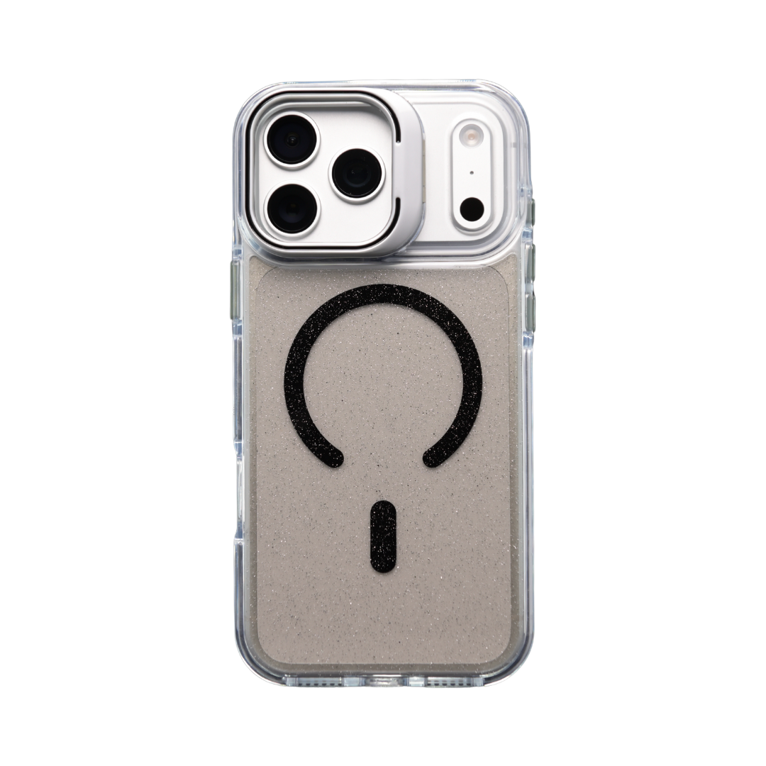 Case Clear Window Glitter Negro