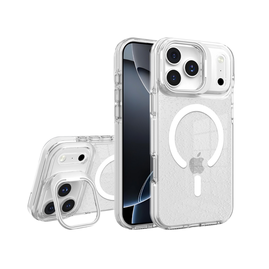 Case Clear Window Glitter Blanco