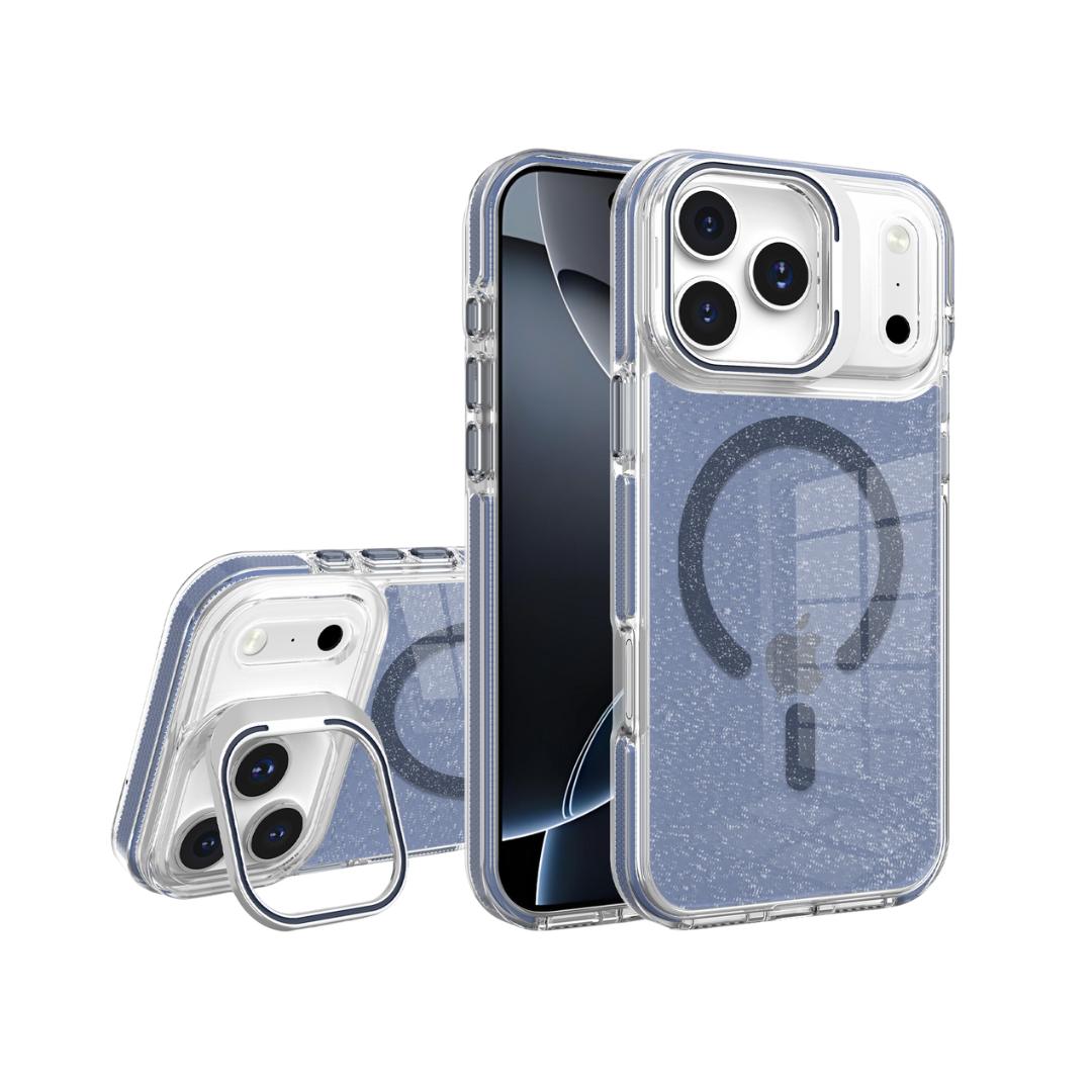 Case Clear Window Glitter Morado