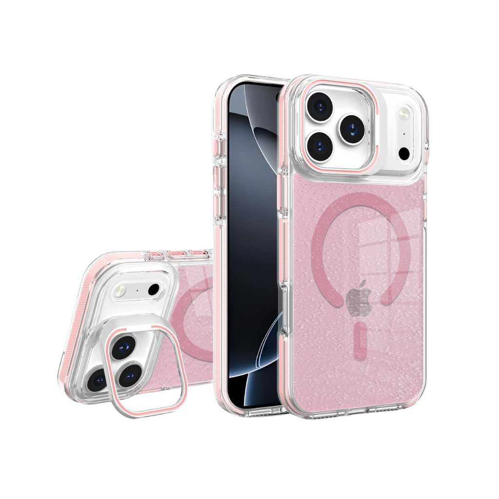 Case Clear Window Glitter Rosa