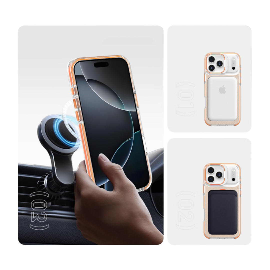 Case Clear Window Glitter Blanco