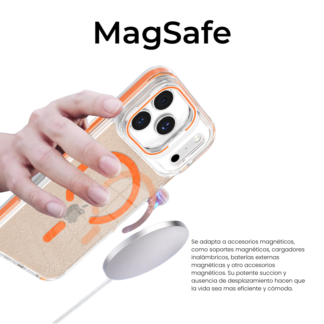 Case Clear Window Glitter Blanco