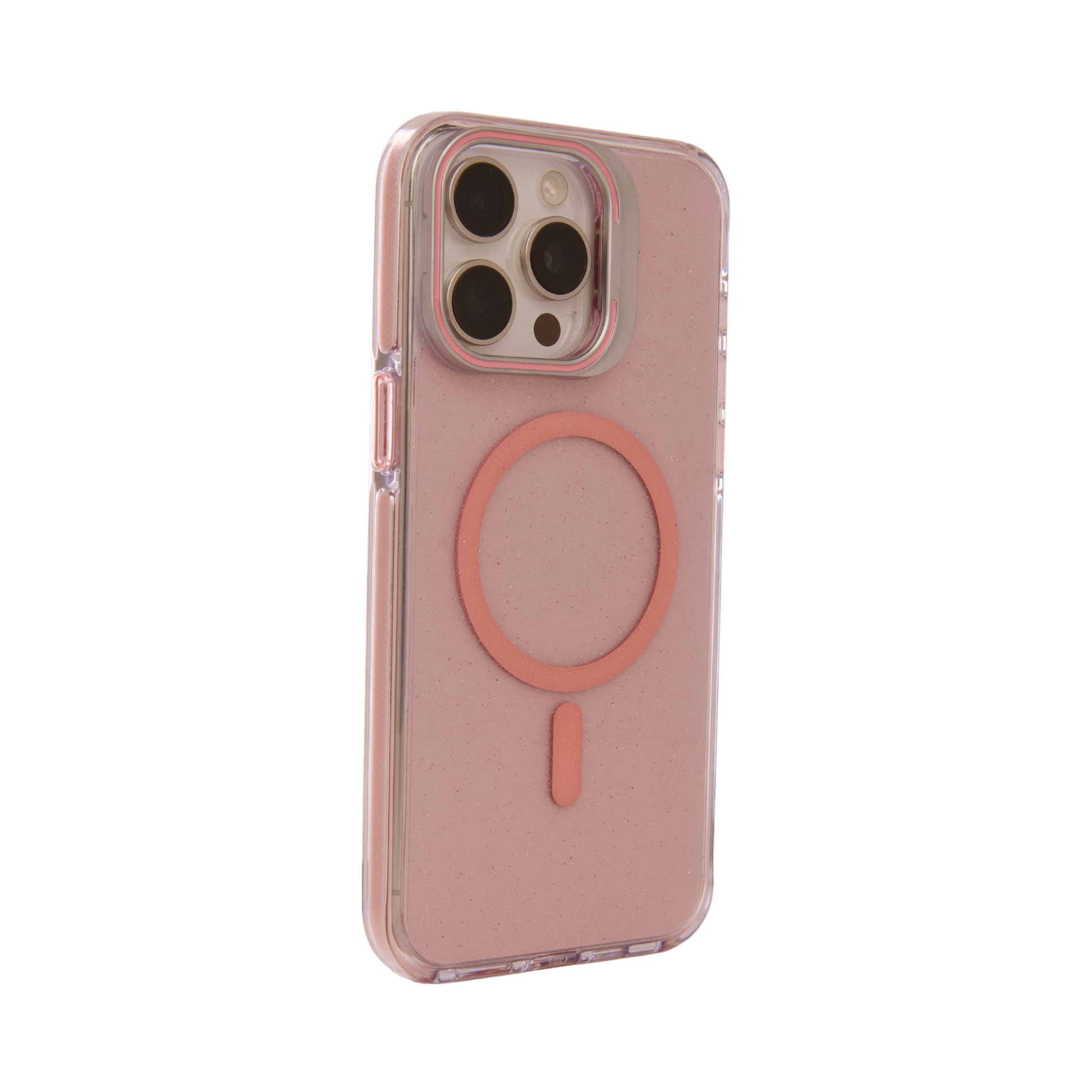 Case Clear Window Glitter Rosa